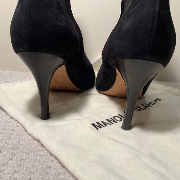 Manolo Blahnik Black Suede Bootie - Picture 4 of 6